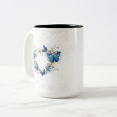 Sieraden Hart met Vlinders Morpho Tweekleurige Koffiemok (Voorkant links)