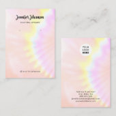 Sieraden Houder Oorbellen Roze Regenboog Holografi Visitekaartje (Voorkant / Achterkant)