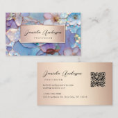 Sieraden Luxe Bloemen, Chique Opal Textures QR Cod Visitekaartje (Voorkant / Achterkant)