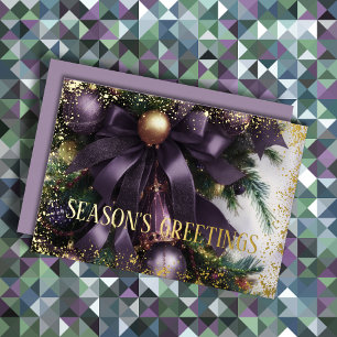 Sieraden Satijnen Lint Groene Purper Goud Folie Feestdagenkaart