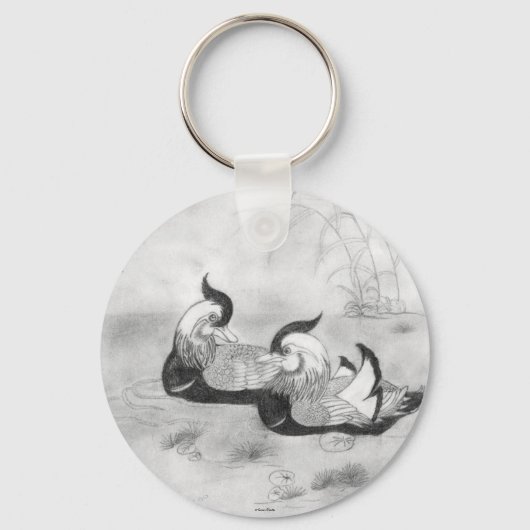 Sieraden sleutelhanger met Mandarijneenden (Voorkant)