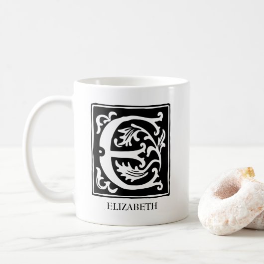 Sieralfabet letter E monogram Koffiemok (Met donut)