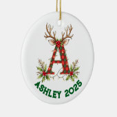 Sieralphabet Een rendier kerstboomornament Keramisch Ornament (Rechts)