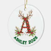 Sieralphabet Een rendier kerstboomornament Keramisch Ornament (Links)