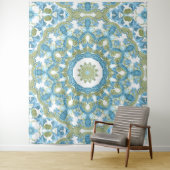 sierblauwe groene witte decoratie wandkleed (In situ)