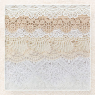 Sierbloem Kant: Elegante Collectie Glazen Onderzetter