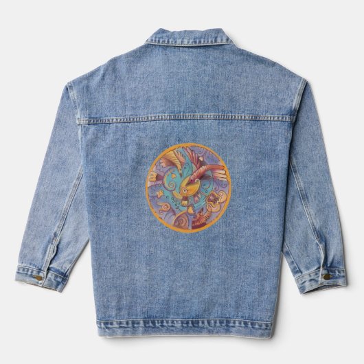 sierbloemen denim jacket (Achterkant)