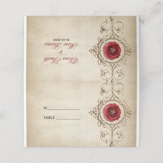 sierbloemen en rode rozen (Buitenkant ongevouwen)