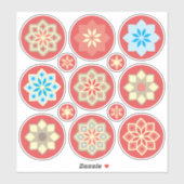 Sierbloemen en sneeuwvlokken op rood CC0245 Sticker (Vel)