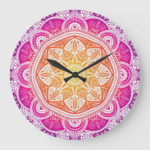 Sierbloemen mandala: kleurrijke vintage. grote klok