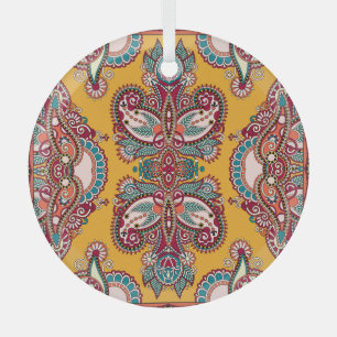 Sierbloemen Paisley: traditionele bandana Glas Ornament
