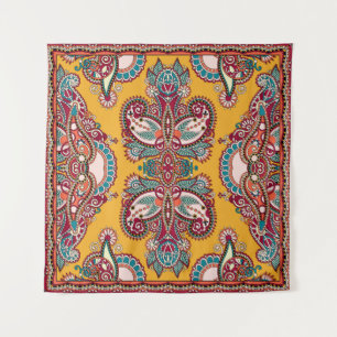 Sierbloemen Paisley: traditionele bandana Wandkleed
