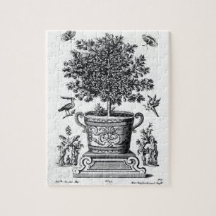 sierboom in een urn op een klein podium (engrav) legpuzzel