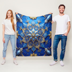 Sierdeken Blauw Goud Vlies Dekbed Fleece Deken