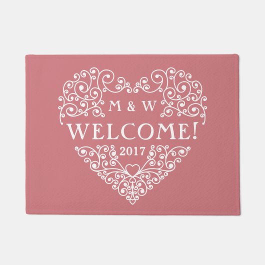 Sierhart aangepaste monogram & jaar deurmatten (Voorkant)