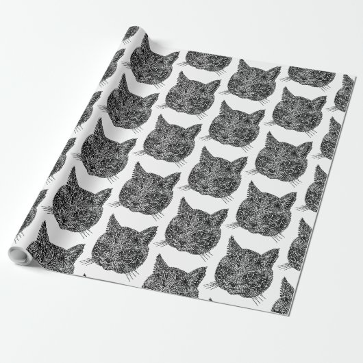 Sierkattenkop Cadeaupapier (Uitgerold)