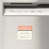 Sierkoraal wit Save the Date magneet (Insitu (Vaatwasser))