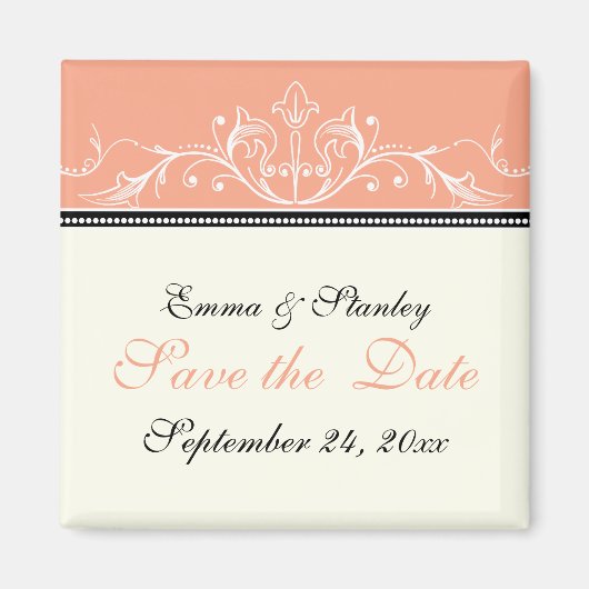 Sierkoraal wit Save the Date magneet (Voorkant)
