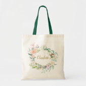 Sierkrans Rozen Persoonlijke Script Naam  Tote Bag (Voorkant)
