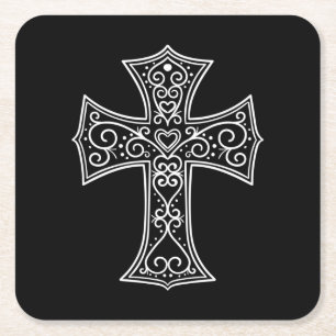 sierkruis vierkante kartonnen onderzetter