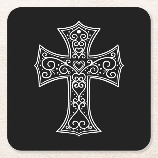 sierkruis vierkante kartonnen onderzetter (Voorkant)