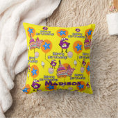 Sierkussen, 6 Happy 6th Birthday Yellow Kussen (Deken)
