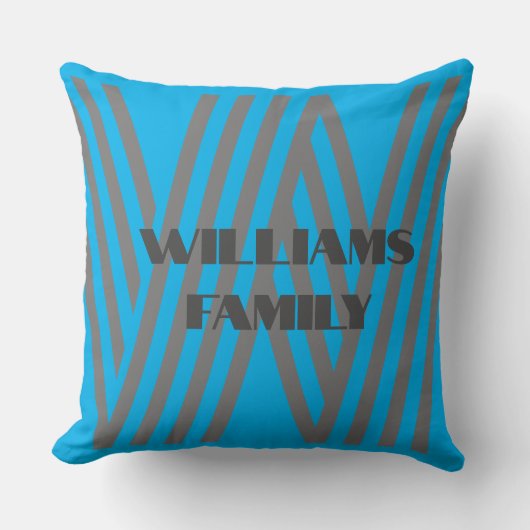 Sierkussen aangepaste sjabloon blauw monogram fami (Voorkant)