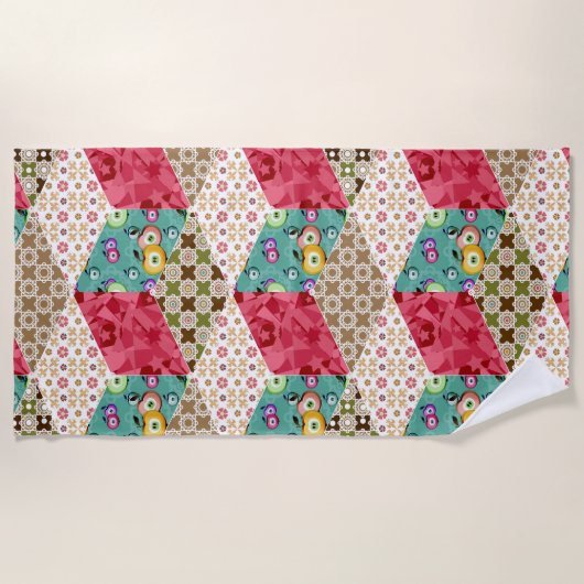 Sierkussen Abstracte patchwork quilt ret Strandlaken (Voorkant)