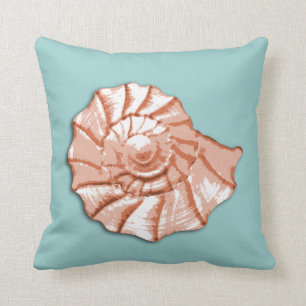 Sierkussen Aqua en Peach Seashell