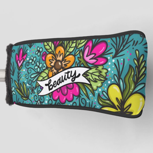 Sierkussen Beauty met Flowers Golfheadcover (Voorkant)