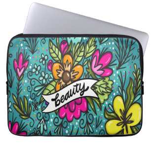 Sierkussen Beauty met Flowers Metal Print Laptop Sleeve