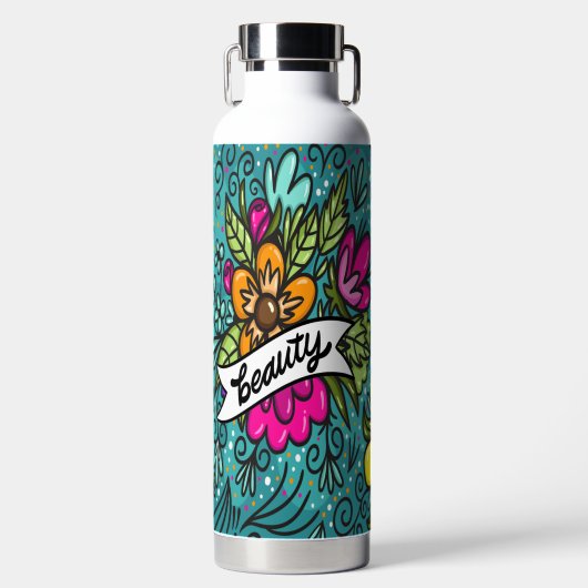 Sierkussen Beauty met Flowers Waterfles (Voorkant)