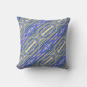 Sierkussen - Blauw/Gele strepen