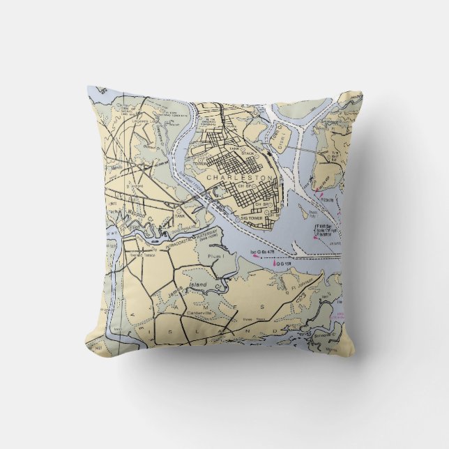 Sierkussen - Charleston, SC Nautical Chart (Voorkant)