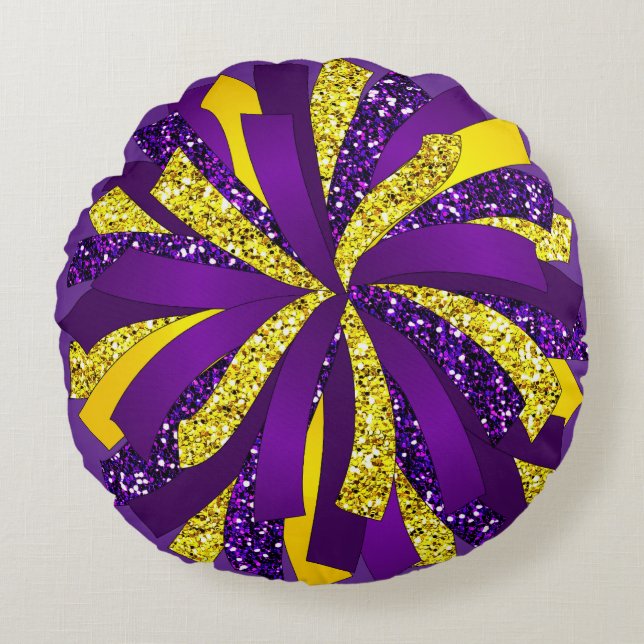 Sierkussen Cheerleader Pom Pom gepersonaliseerd Rond Kussen (Voorkant)