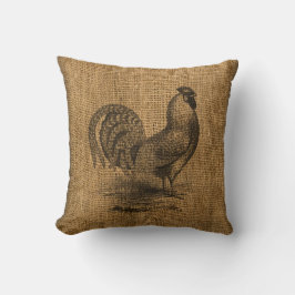 Sierkussen Faux Burlap met Rooster Afbeelding