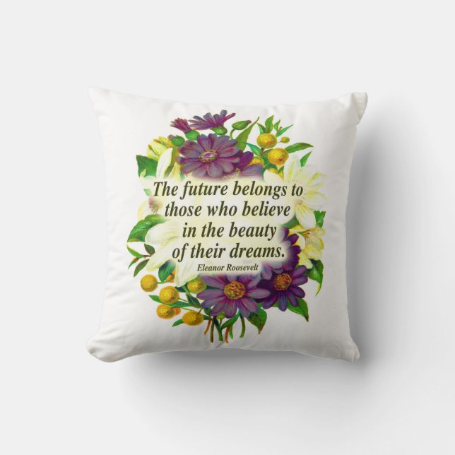 Sierkussen Floral Eleanor Roosevelt Quote (Voorkant)