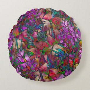 Sierkussen Floral Glas in lood Rond Kussen