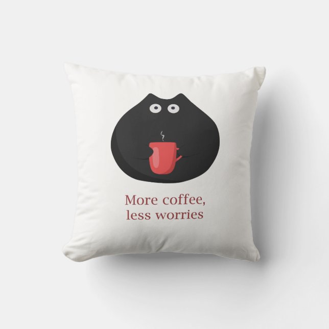 Sierkussen Funny Cat and Coffee (Voorkant)