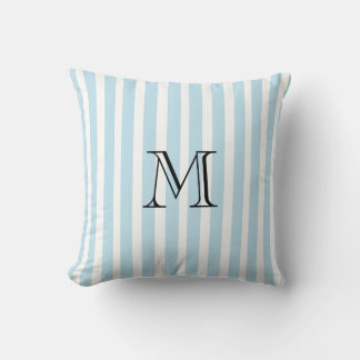 Sierkussen Gestreept Wit Blauw Custom Monogram