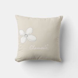 Sierkussen Glamor White Flower Floral beige