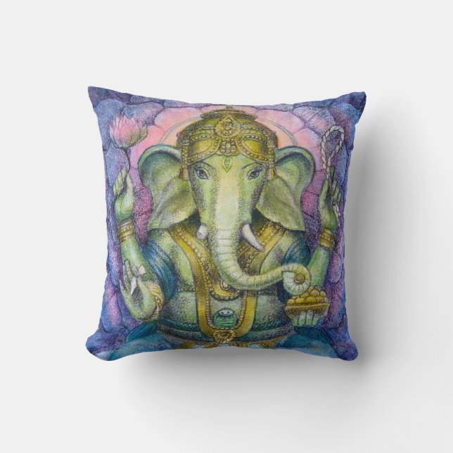 Sierkussen Hindu Elephant Ganesha Spirituele Kunst (Voorkant)