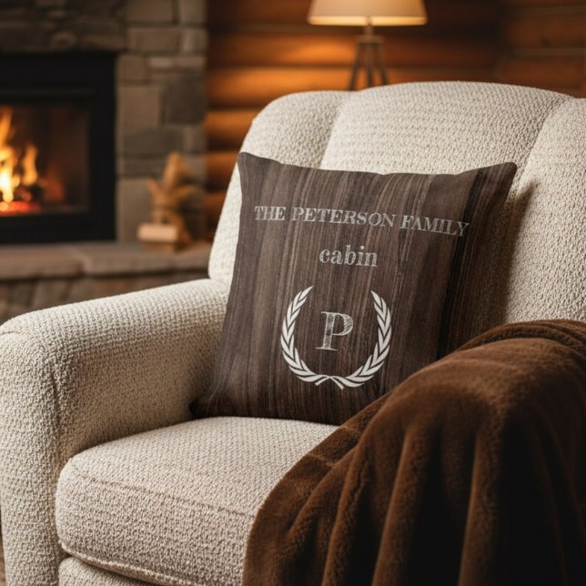 Sierkussen-houten kajuitmonogram gepersonaliseerd kussen (Creator heeft geüpload)
