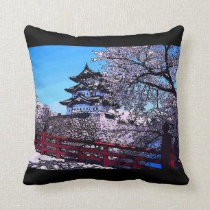 Sierkussen Japanse Cherry Blossom Waterverf
