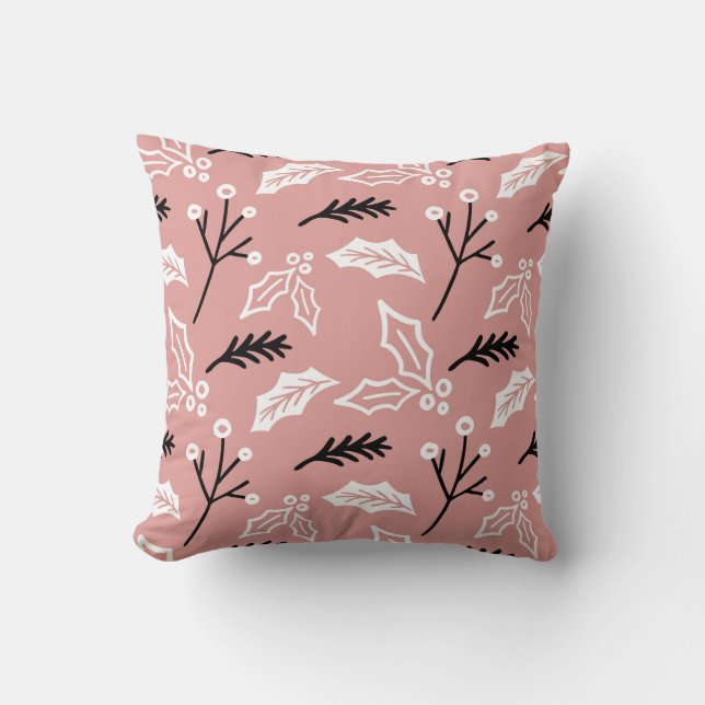 Sierkussen kerstmis Hollies (Voorkant)