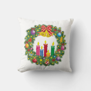 Sierkussen/kersttaardemper met kaarsen kussen