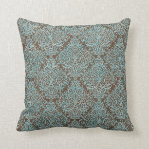 Sierkussen met blauw en bruin zwijn