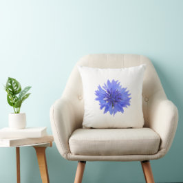 Sierkussen met blauw korenbloem design
