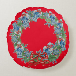 Sierkussen met kerstChinoiserie Ginger Jar Jars Rond Kussen