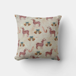 Sierkussen met kerstgebell Deer Candy Cane